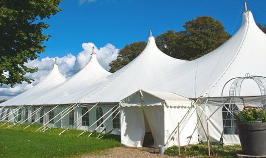 high-quality porta potties stationed at a wedding, meeting the needs of guests throughout the outdoor reception in Arlington